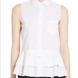 Kate Spade button down ruffle white blouse top